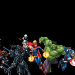 Marvel Heroes in the black background