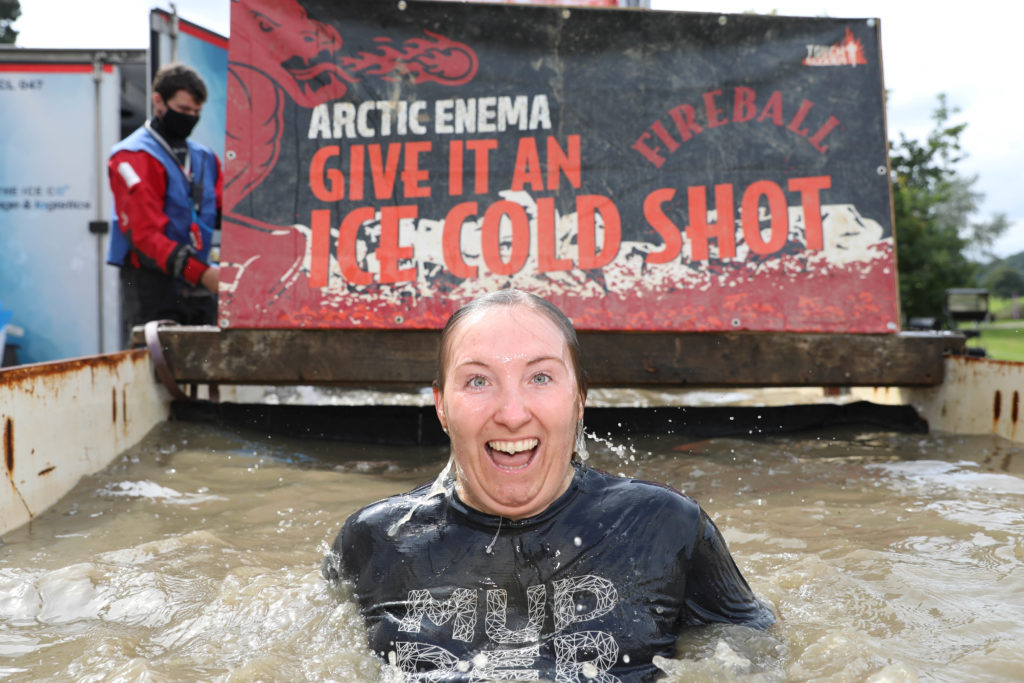 woman face in cold water 